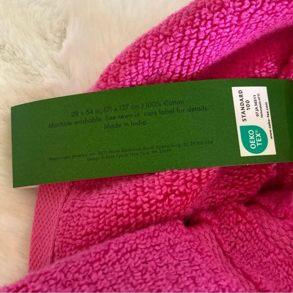 NWT Kate Spade Bath Towel Pink Magenta Terry Cotton